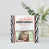 Zebra Print Abschluss Ankündigung (orange) (Stehend Vorderseite)