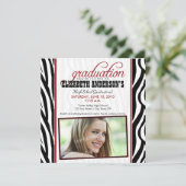 Zebra Print Abschluss Ankündigung (rot) (Stehend Vorderseite)