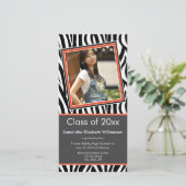 Zebra Print Abschluss Foto Ankündigung (orange) (Stehend Vorderseite)