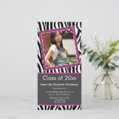 Zebra Print Abschluss Foto Ankündigung (pink) (Stehend Vorderseite)