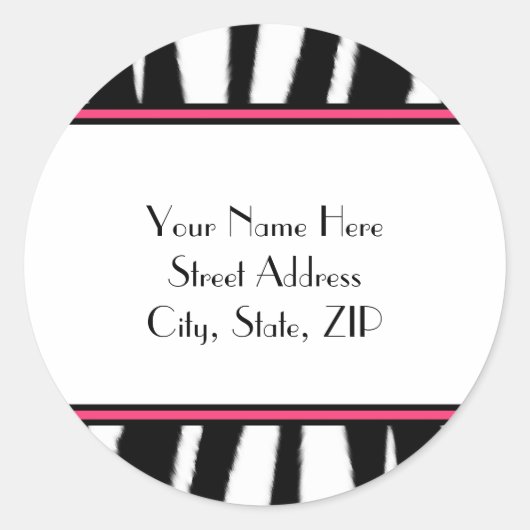 Zebra Print Address Labels Runder Aufkleber (Vorderseite)