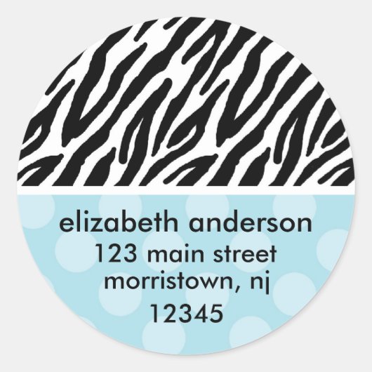 Zebra Print Address Labels Runder Aufkleber (Vorderseite)
