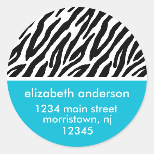 Zebra Print Address Labels Runder Aufkleber (Vorderseite)