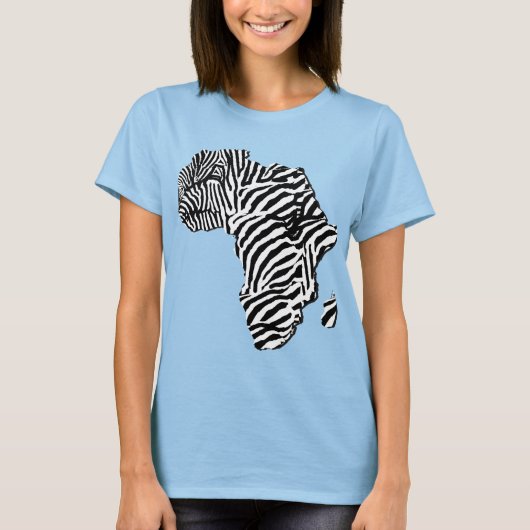 Zebra Print African Safari Afrika Karte T-Shirt (Vorderseite)