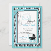 Zebra Print and Baby Carriage Baby Shooter Einladung (Rückseite)