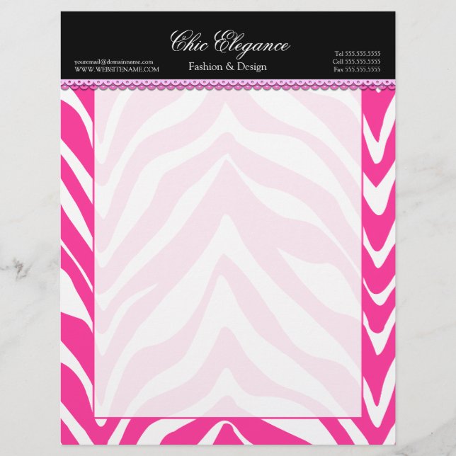 Zebra Print and Lace Letterhead Briefbogen (Vorderseite)