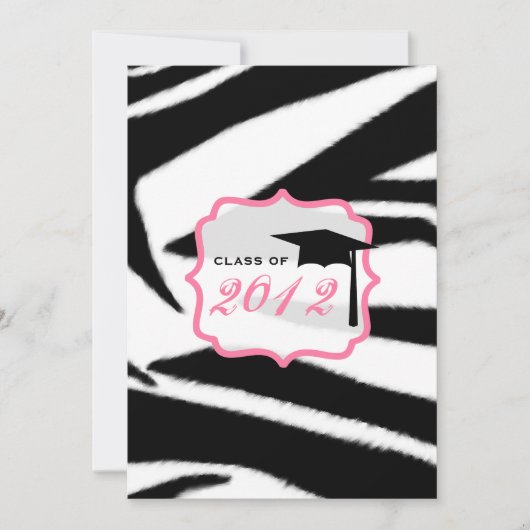 Zebra Print and Pink Class of 2012 Graduation Einladung (Vorderseite)