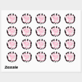 Zebra Print and Pink Cupcake Birthday Sticker (Blatt)
