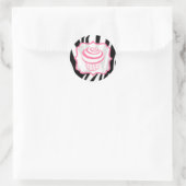 Zebra Print and Pink Cupcake Birthday Sticker (Tasche)