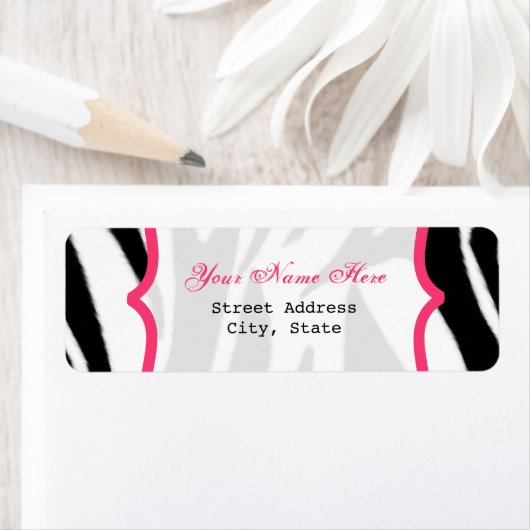 Zebra Print and Pink Return Address Label (Insitu)