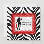 Zebra Print and Red Lace Lingerie Dusche Einladung (Vorderseite)