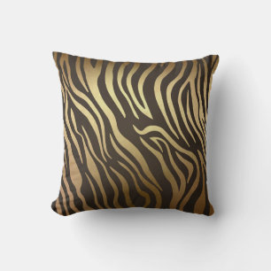 Zebra Print Animal Skin Print Modern Glam Gold Kissen