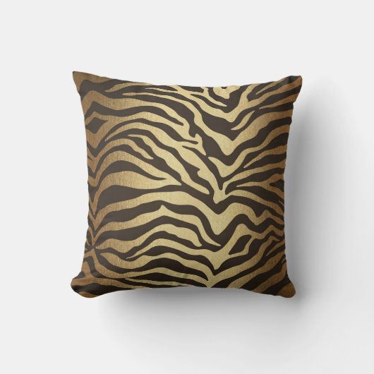Zebra Print Animal Skin Print Modern Glam Gold Kissen (Vorderseite)