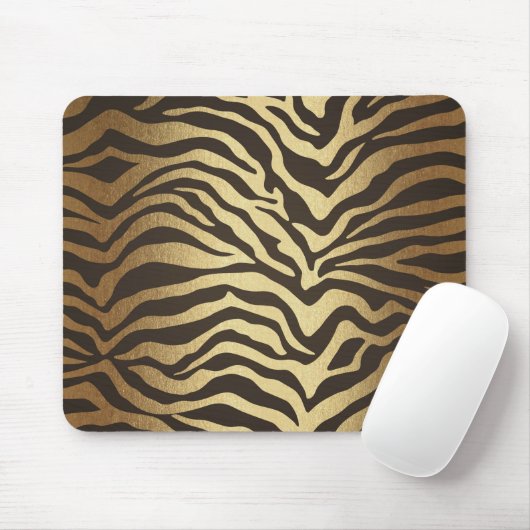 Zebra Print Animal Skin Print Modern Glam Gold Mousepad (Mit Mouse)