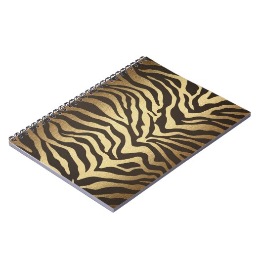 Zebra Print Animal Skin Print Modern Glam Gold Notizblock (Linke Seite)