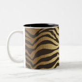 Zebra Print Animal Skin Print Modern Glam Gold Zweifarbige Tasse (Links)