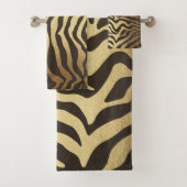 Zebra Print Animal Skins Gold Glam Modern Badhandtuch Set (Insitu)