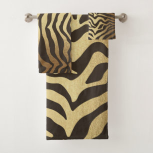 Zebra Print Animal Skins Gold Glam Modern Badhandtuch Set