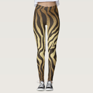 Zebra Print Animal Skins Gold Ombre Leggings