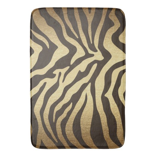 Zebra Print Animal Skins Modern Glam Gold Badematte (Vorderseite Vertikal)