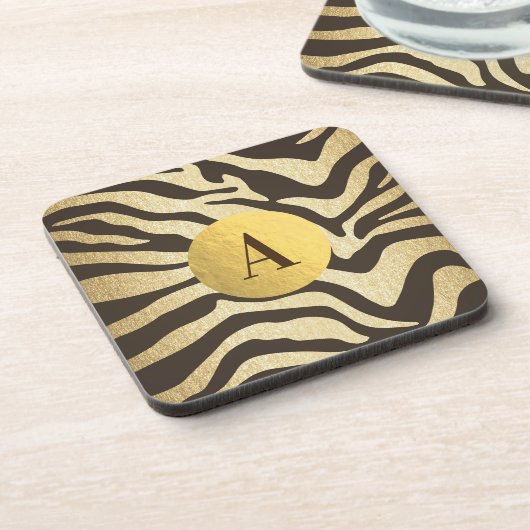 Zebra Print Animal Skins Modern Glam Gold Untersetzer (Linke Seite)