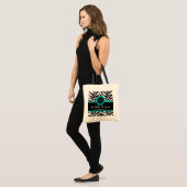 Zebra Print & Aqua Lace Monogram Tragetasche (Vorderseite (Model))