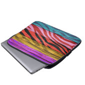 Zebra Print auf Holz #12 Laptopschutzhülle (Vorne Knopf)