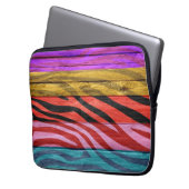 Zebra Print auf Holz #12 Laptopschutzhülle (Vorderseite Links)