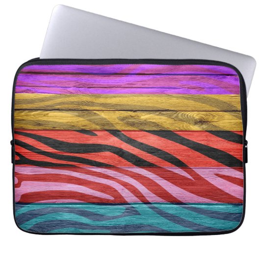 Zebra Print auf Holz #12 Laptopschutzhülle (Vorderseite)
