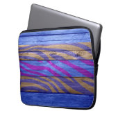 Zebra Print auf Holz #6 Laptopschutzhülle (Vorderseite Links)