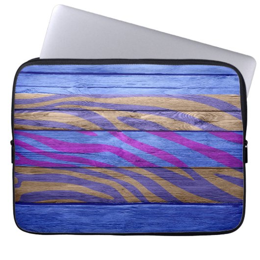 Zebra Print auf Holz #6 Laptopschutzhülle (Vorderseite)