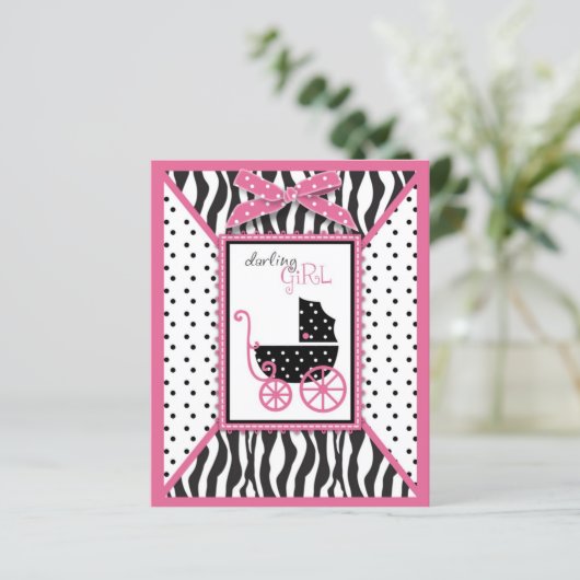 Zebra Print & Baby Carriage Admin Card (Stehend Vorderseite)