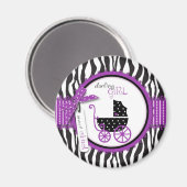 Zebra Print & Baby Carriage Baby Dusche Magnet (Vorderseite/Rückseite)