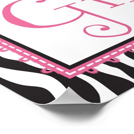 Zebra Print & Baby Carriage Baby Shooting Banner Poster (Ecke)