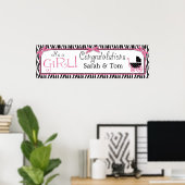 Zebra Print & Baby Carriage Baby Shooting Banner Poster (Heimbüro)