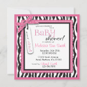 Zebra Print & Baby Carriage Baby Shower Einladung (Rückseite)