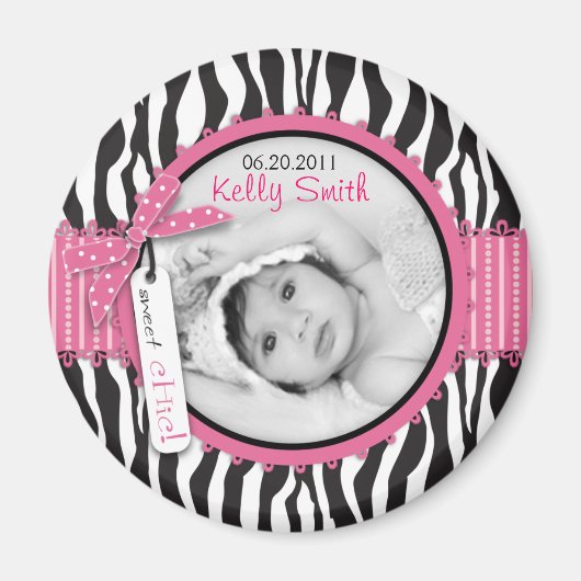 Zebra Print & Baby Carriage Foto Insert Magnet (Vorne)