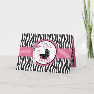 Zebra Print & Baby Carriage Karte