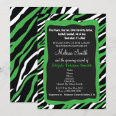 Zebra Print Baby Dusche Einladung grün (Vorne/Hinten)