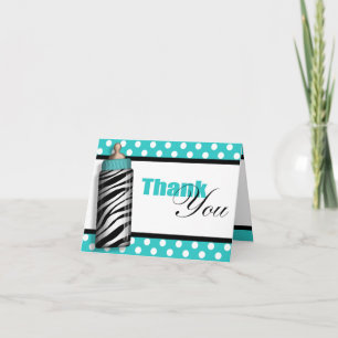 Zebra Print Baby Flasche Aquamarin Danke Karten
