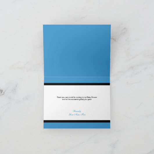 Zebra Print Baby Flasche Blau Danke Karten (Innenseite)