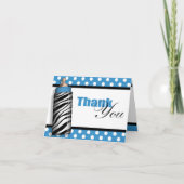 Zebra Print Baby Flasche Blau Danke Karten (Vorderseite)