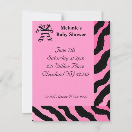 Zebra Print Baby Shower Einladung (Vorderseite)