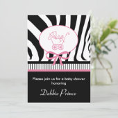 Zebra Print Baby Shower Einladung (Stehend Vorderseite)