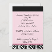Zebra Print Baby Shower Einladung (Rückseite)