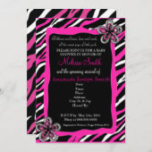 Zebra Print Baby Shower Einladung - Hot Pink (Vorne/Hinten)