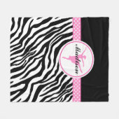 Zebra Print Ballet Dancer rosa Dein Name Fleecedecke (Vorderseite (Horizontal))