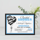 Zebra Print Balloons Light Blue Brautparty Einladung (Stehend Vorderseite)