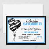 Zebra Print Balloons Light Blue Brautparty Einladung (Vorne/Hinten)