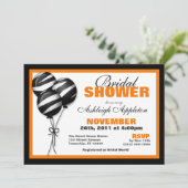 Zebra Print Balloons Orange Brautparty Einladung (Stehend Vorderseite)